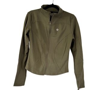 Pobodo Active Brush Full Zip Jacket Olive Green Mock Neck Thumbholes C401 Med.